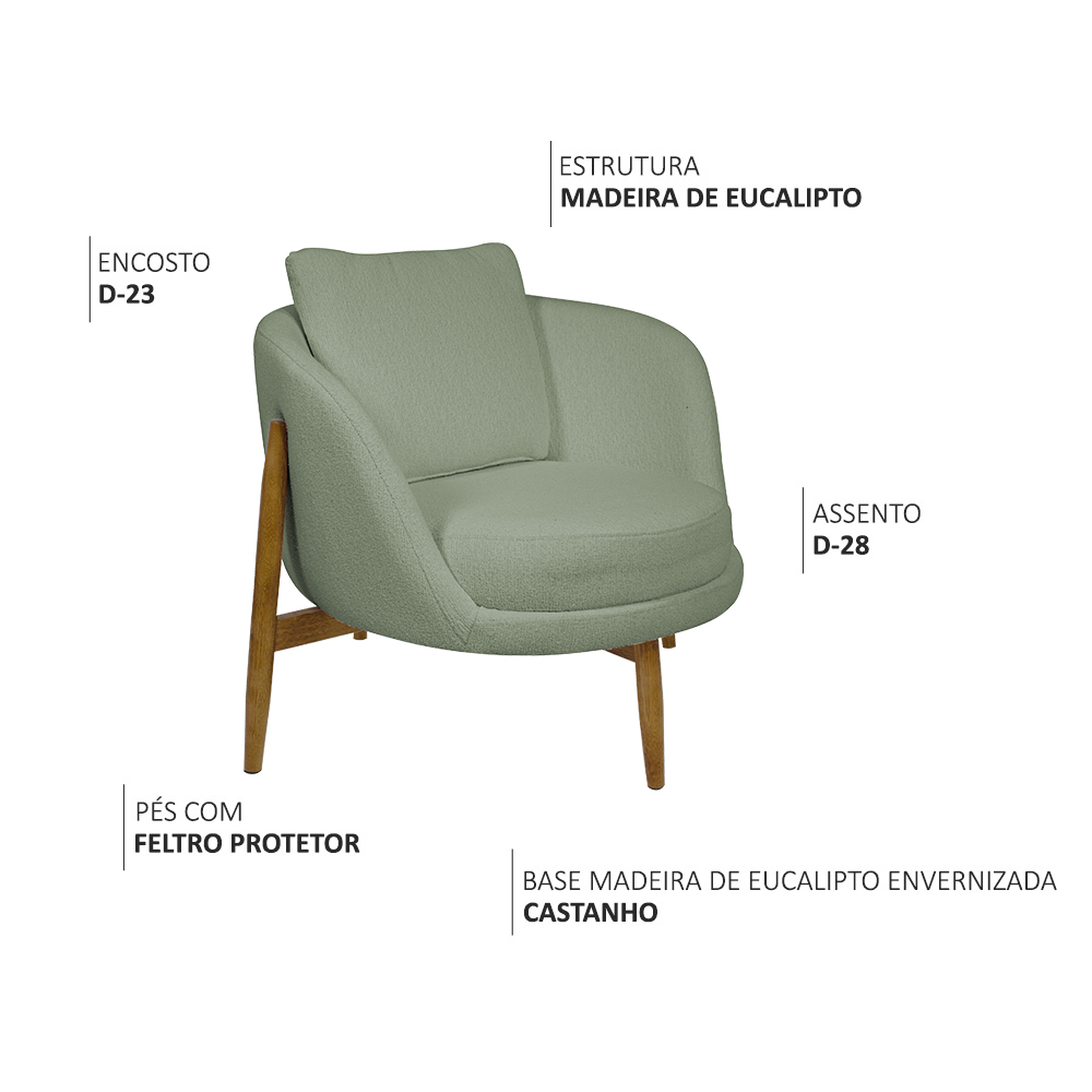 Poltrona Decorativa Austin Bouclé Verde Claro - Nexta Casa