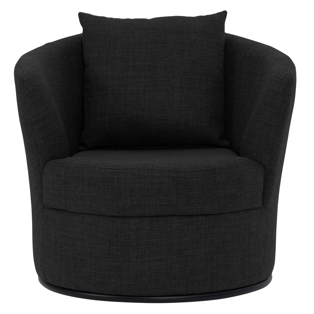 Poltrona Decorativa Base Aço Fixa Preto Lume Linho Preto Mesclado - Nexta Casa