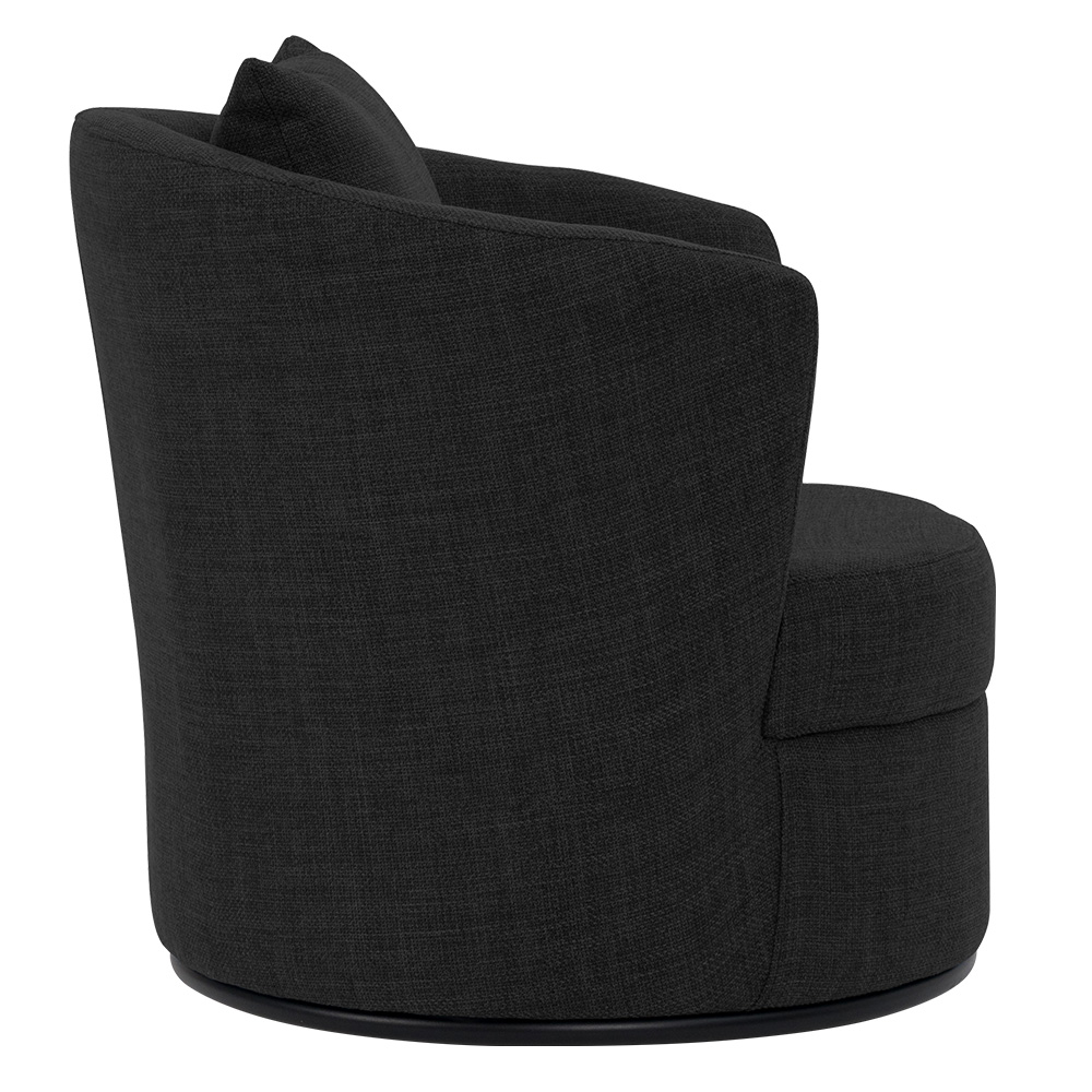 Poltrona Decorativa Base Aço Fixa Preto Lume Linho Preto Mesclado - Nexta Casa