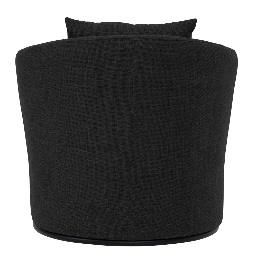 Poltrona Decorativa Base Aço Fixa Preto Lume Linho Preto Mesclado - Nexta Casa