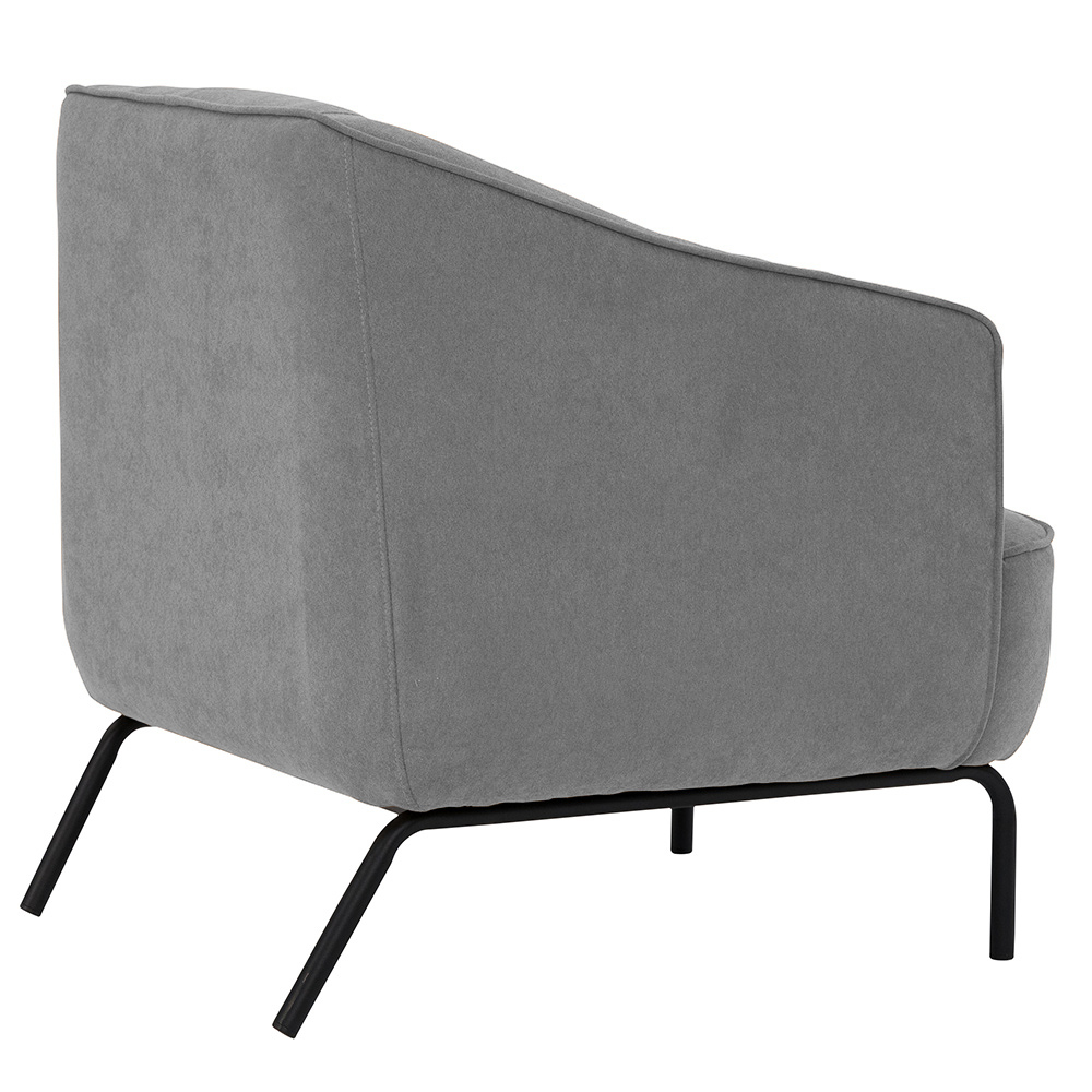 Poltrona Decorativa Base Aço Preto Germany Bouclé Cinza Claro - Nexta Casa