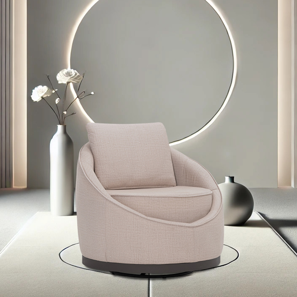 Poltrona Decorativa Base Titânio Giratória Pietra Velusoft Bege - Nexta Casa