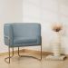 Poltrona Decorativa Betina Base Aço Ouro Fosco Bouclé Azul Claro - Nexta Casa