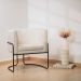 Poltrona Decorativa Betina Base Aço Preto Bouclé Off White - Nexta Casa