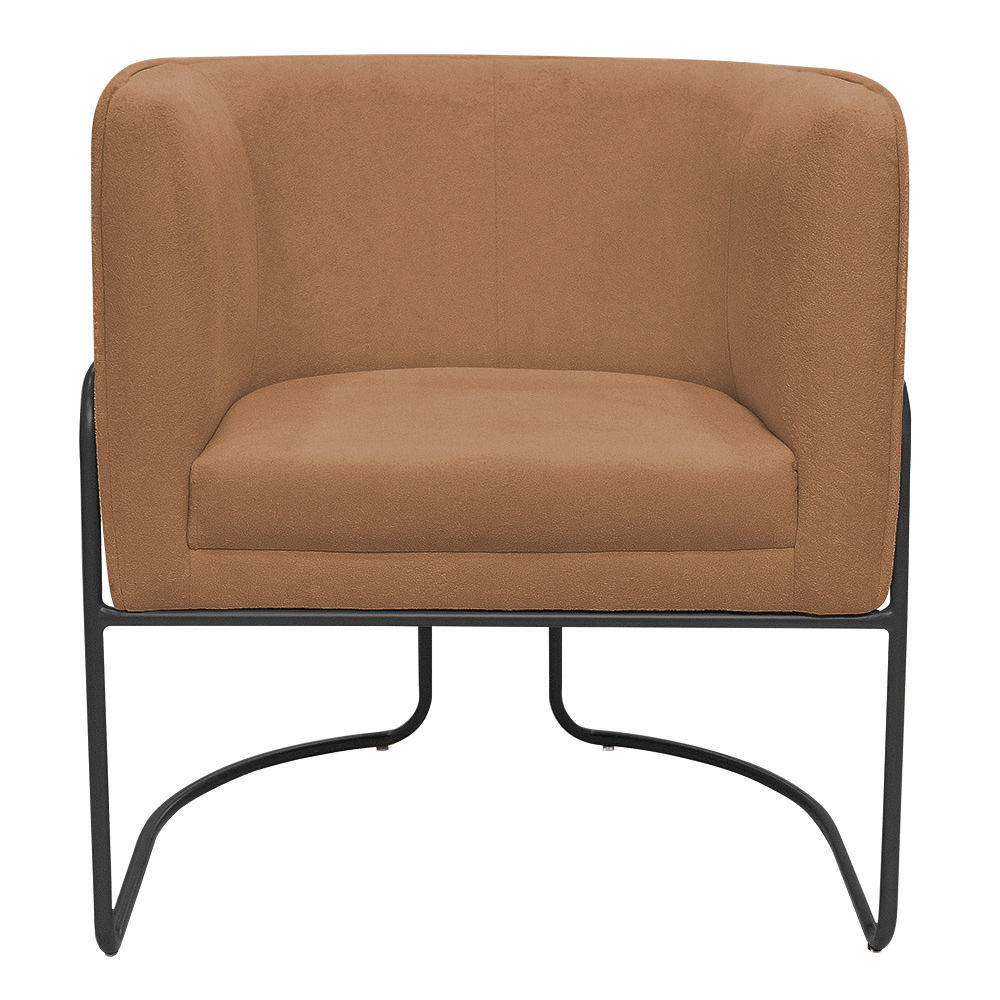 Poltrona Decorativa Betina Base Aço Preto Bouclé Terracota - Nexta Casa