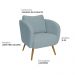 Poltrona Decorativa Dana Pés Palito Madeira Castanho Bouclé Azul Claro - Nexta Casa