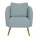 Poltrona Decorativa Dana Pés Palito Madeira Castanho Bouclé Azul Claro - Nexta Casa