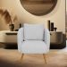 Poltrona Decorativa Dana Pés Palito Madeira Castanho Bouclé Cinza Claro - Nexta Casa