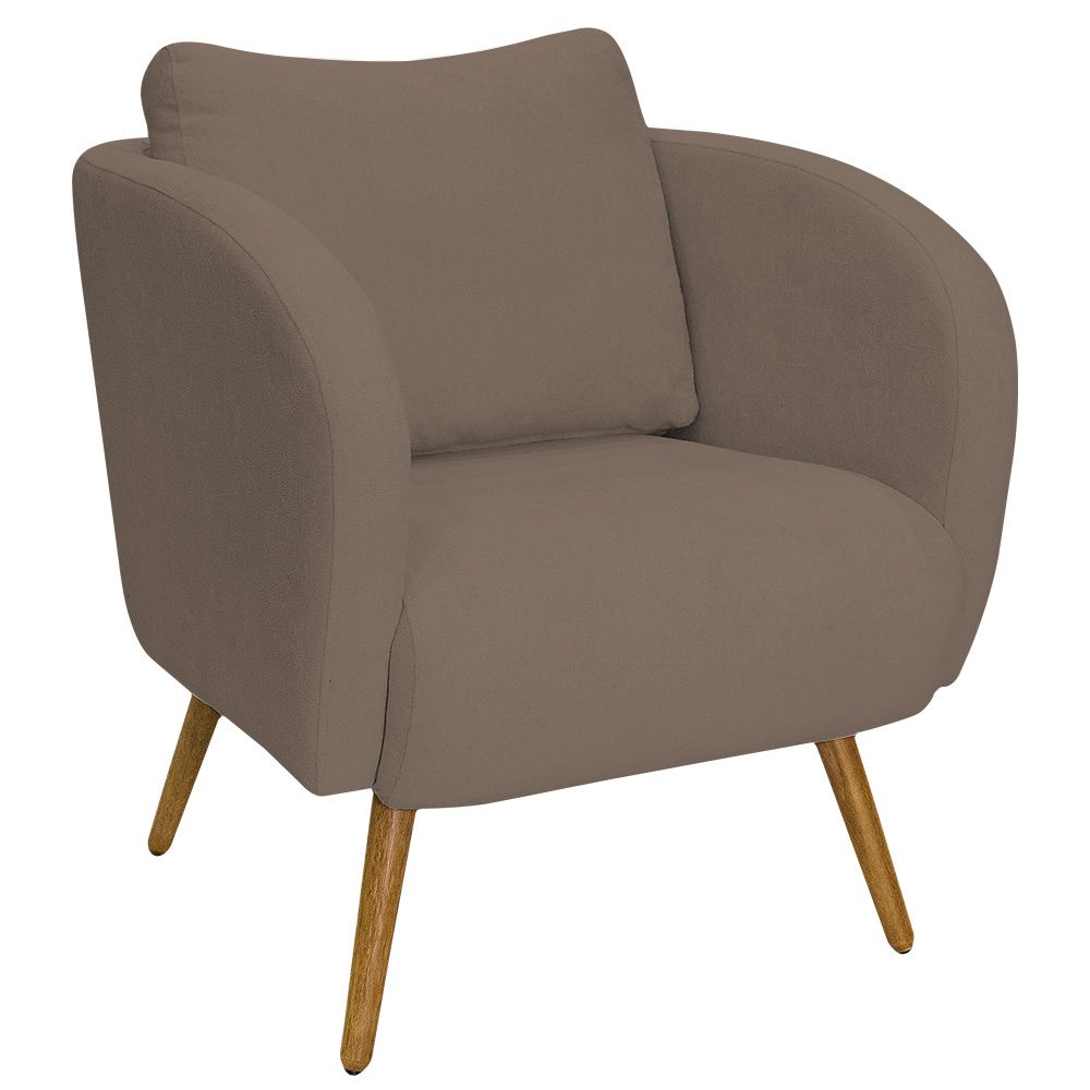 Poltrona Decorativa Dana Pés Palito Madeira Castanho Bouclé Marrom - Nexta Casa