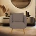 Poltrona Decorativa Dana Pés Palito Madeira Castanho Bouclé Marrom - Nexta Casa