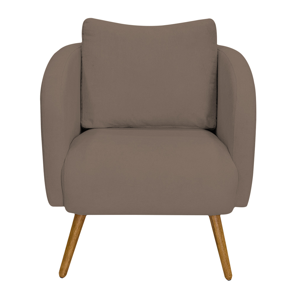 Poltrona Decorativa Dana Pés Palito Madeira Castanho Bouclé Marrom - Nexta Casa