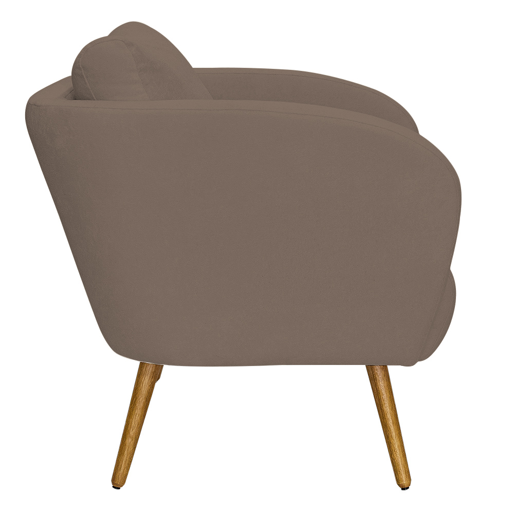 Poltrona Decorativa Dana Pés Palito Madeira Castanho Bouclé Marrom - Nexta Casa