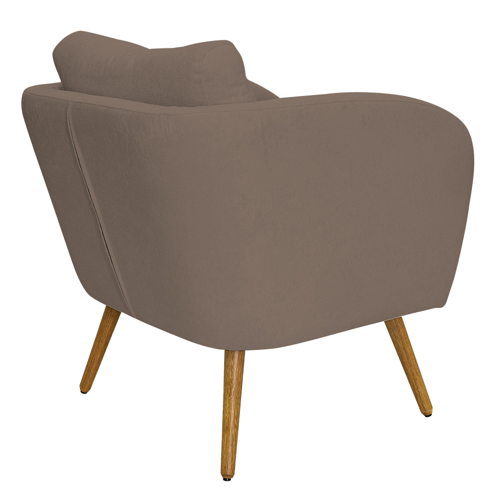 Poltrona Decorativa Dana Pés Palito Madeira Castanho Bouclé Marrom - Nexta Casa