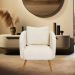 Poltrona Decorativa Dana Pés Palito Madeira Castanho Bouclé Off White - Nexta Casa