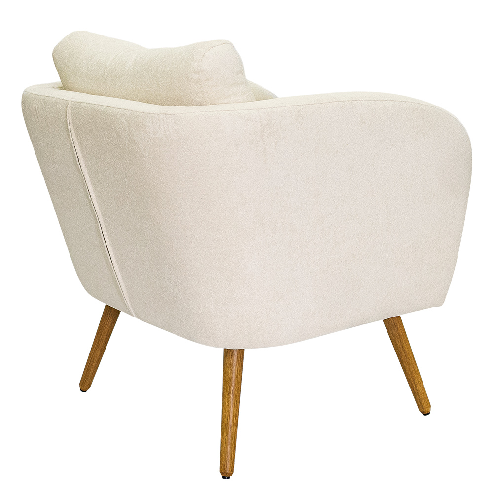Poltrona Decorativa Dana Pés Palito Madeira Castanho Bouclé Off White - Nexta Casa