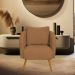 Poltrona Decorativa Dana Pés Palito Madeira Castanho Bouclé Terracota - Nexta Casa
