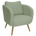 Poltrona Decorativa Dana Pés Palito Madeira Castanho Bouclé Verde Claro - Nexta Casa