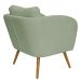 Poltrona Decorativa Dana Pés Palito Madeira Castanho Bouclé Verde Claro - Nexta Casa