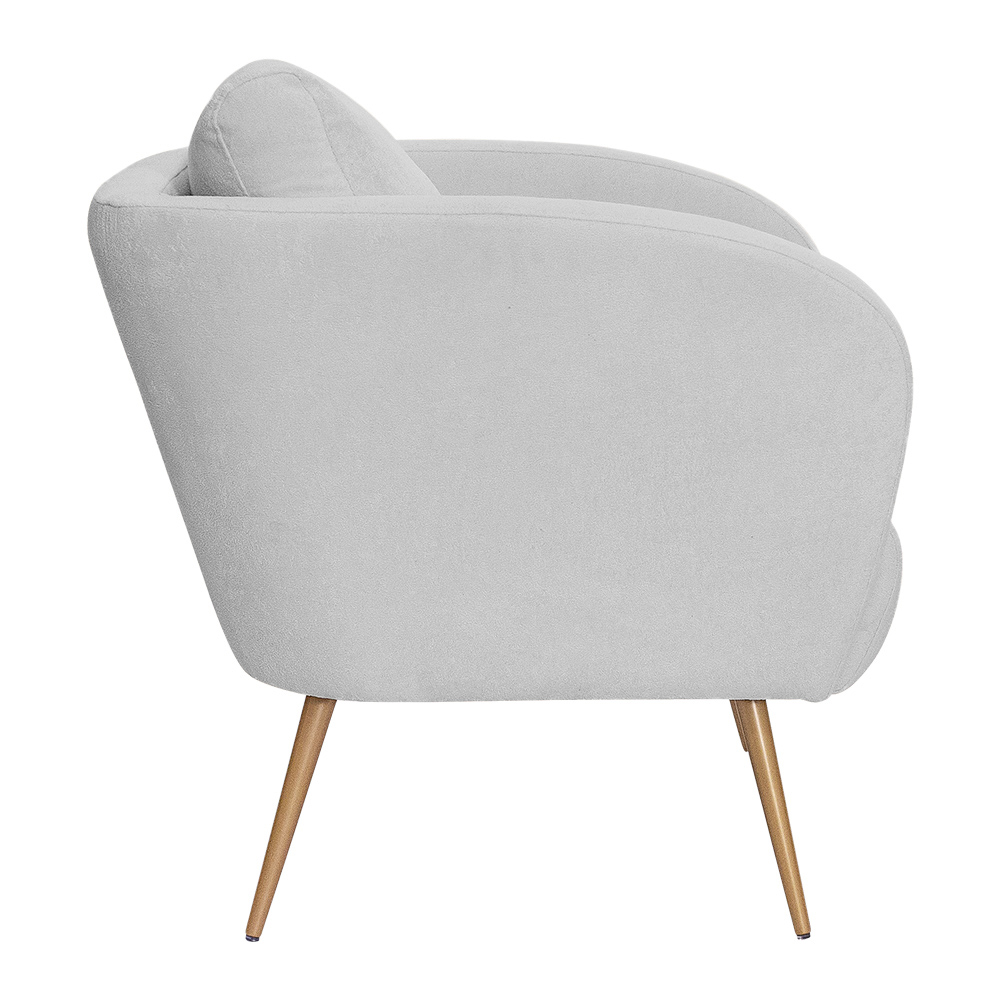 Poltrona Decorativa Dana Pés Palito Ouro Fosco Bouclé Cinza Claro - Nexta Casa