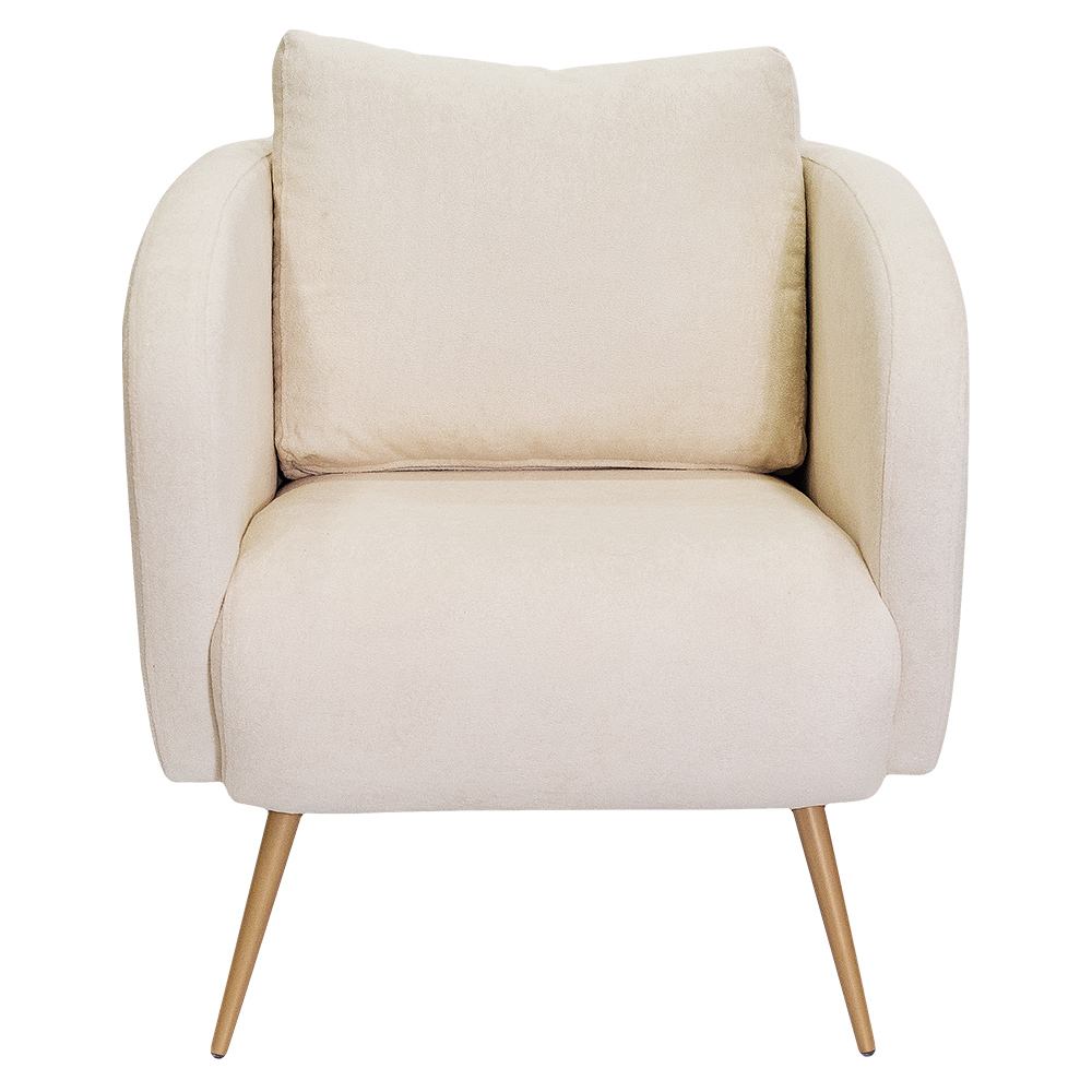 Poltrona Decorativa Dana Pés Palito Ouro Fosco Bouclé Off White - Nexta Casa