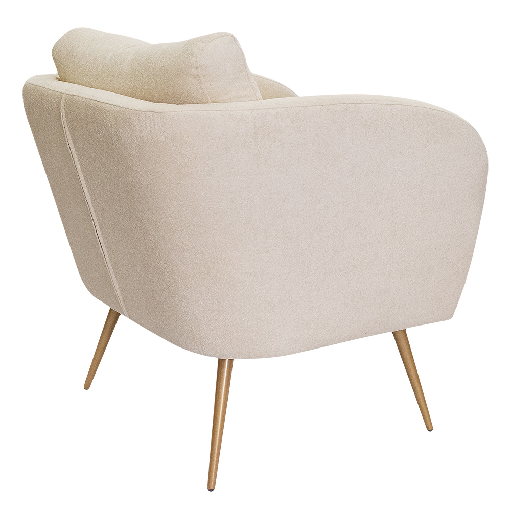 Poltrona Decorativa Dana Pés Palito Ouro Fosco Bouclé Off White - Nexta Casa