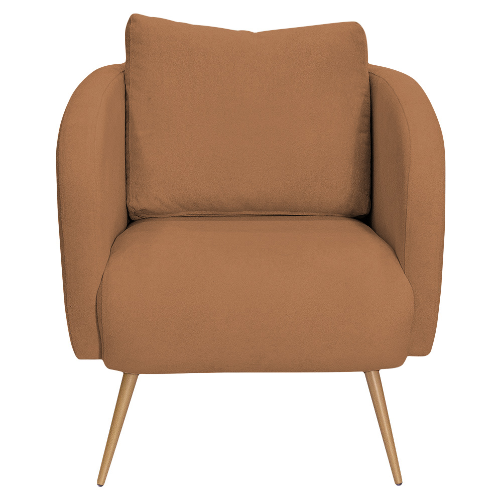 Poltrona Decorativa Dana Pés Palito Ouro Fosco Bouclé Terracota - Nexta Casa