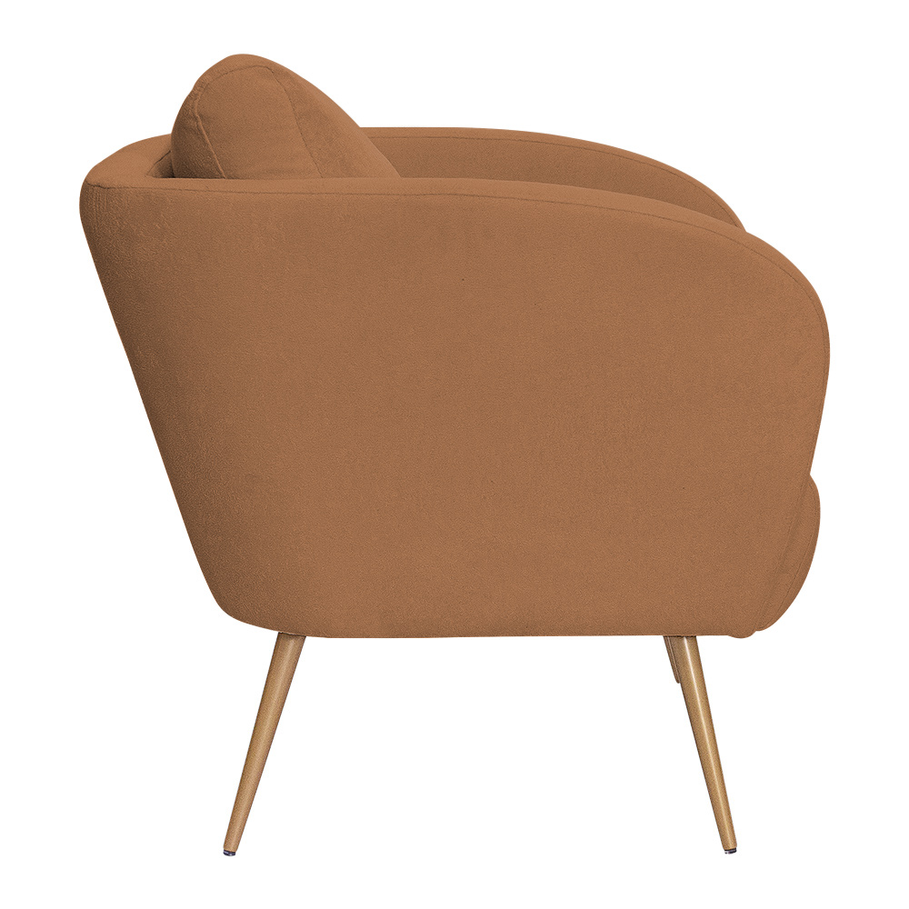 Poltrona Decorativa Dana Pés Palito Ouro Fosco Bouclé Terracota - Nexta Casa