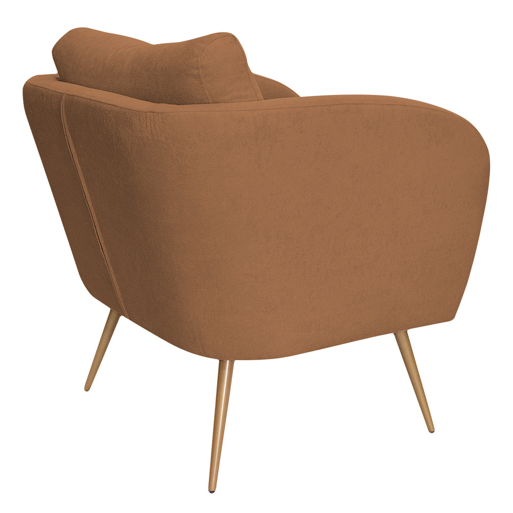 Poltrona Decorativa Dana Pés Palito Ouro Fosco Bouclé Terracota - Nexta Casa