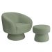 Poltrona Decorativa Fixa com Puff Liz Bouclé Verde Claro - Nexta Casa