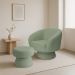 Poltrona Decorativa Fixa com Puff Liz Bouclé Verde Claro - Nexta Casa