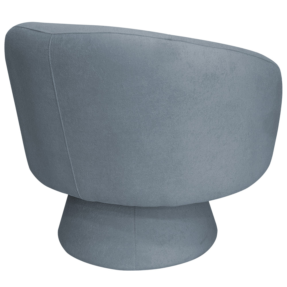 Poltrona Decorativa Giratória com Puff Liz Bouclé Azul Claro - Nexta Casa