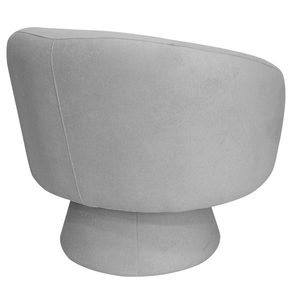Poltrona Decorativa Giratória com Puff Liz Bouclé Cinza Claro - Nexta Casa