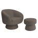Poltrona Decorativa Giratória com Puff Liz Bouclé Marrom - Nexta Casa
