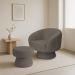 Poltrona Decorativa Giratória com Puff Liz Bouclé Marrom - Nexta Casa