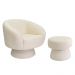 Poltrona Decorativa Giratória com Puff Liz Bouclé Off White - Nexta Casa