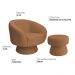 Poltrona Decorativa Giratória com Puff Liz Bouclé Terracota - Nexta Casa