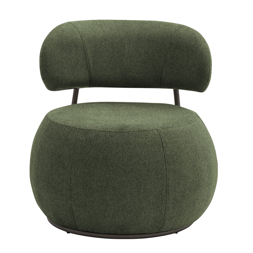 Poltrona Decorativa Greta Base Aço Fixa Titânio Linho Bouclê Verde - Nexta Casa