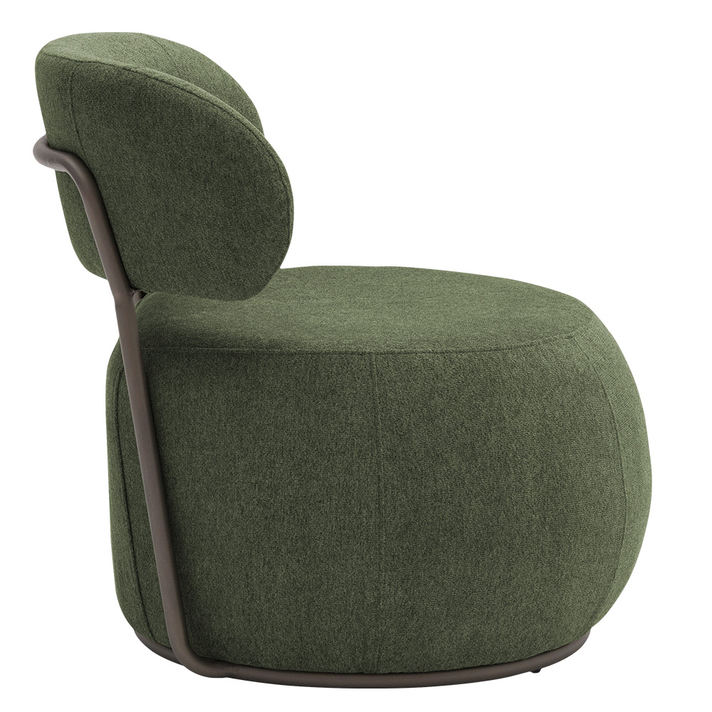 Poltrona Decorativa Greta Base Aço Fixa Titânio Linho Bouclê Verde - Nexta Casa