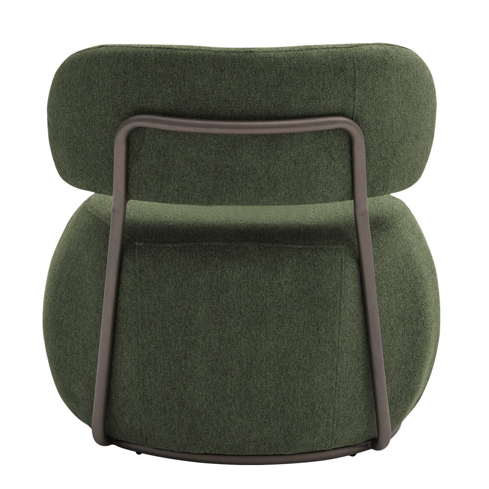 Poltrona Decorativa Greta Base Aço Fixa Titânio Linho Bouclê Verde - Nexta Casa