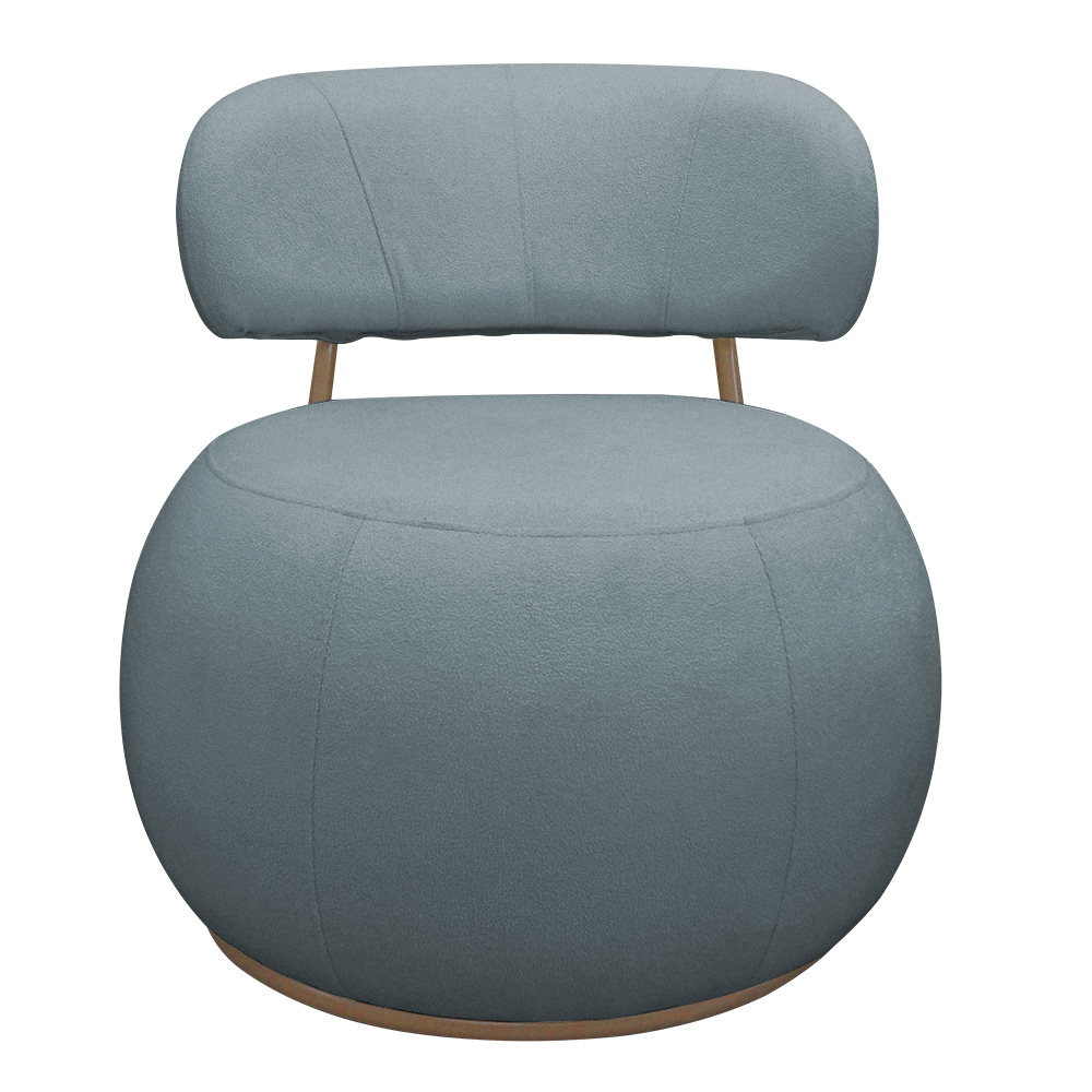 Poltrona Decorativa Greta Base Fixa Ouro Fosco Bouclé Azul Claro - Nexta Casa