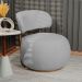 Poltrona Decorativa Greta Base Fixa Ouro Fosco Bouclé Cinza Claro - Nexta Casa