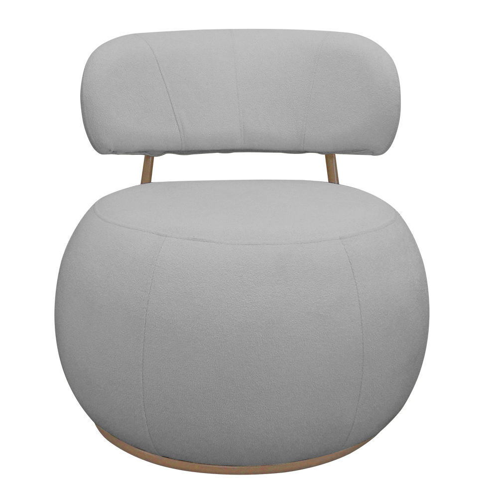 Poltrona Decorativa Greta Base Fixa Ouro Fosco Bouclé Cinza Claro - Nexta Casa