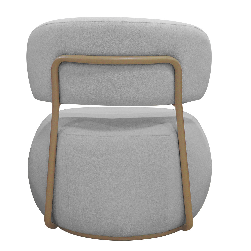 Poltrona Decorativa Greta Base Fixa Ouro Fosco Bouclé Cinza Claro - Nexta Casa