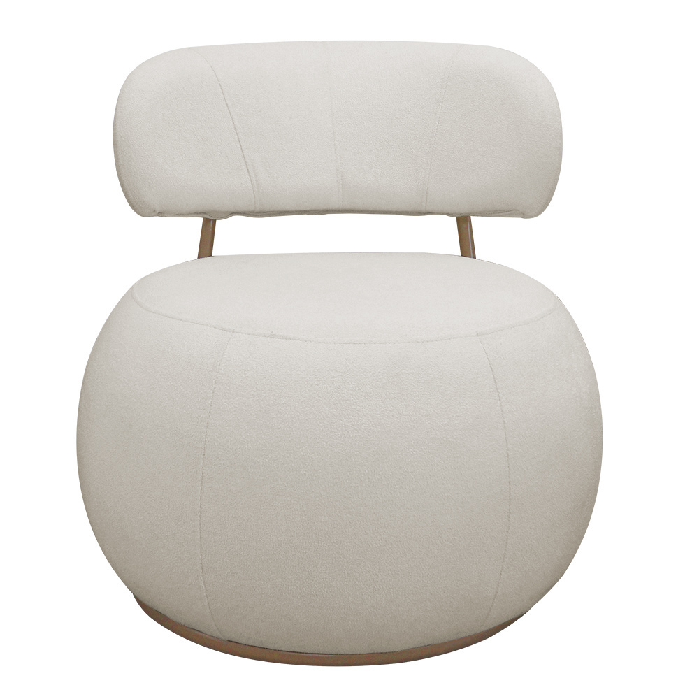 Poltrona Decorativa Greta Base Fixa Ouro Fosco Bouclé Off White - Nexta Casa