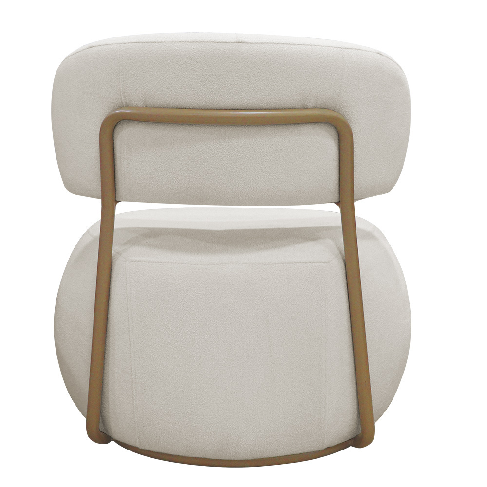 Poltrona Decorativa Greta Base Fixa Ouro Fosco Bouclé Off White - Nexta Casa