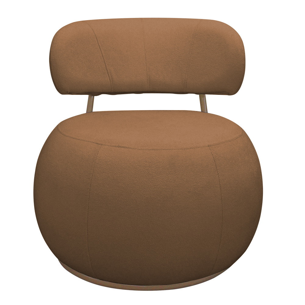 Poltrona Decorativa Greta Base Fixa Ouro Fosco Bouclé Terracota - Nexta Casa