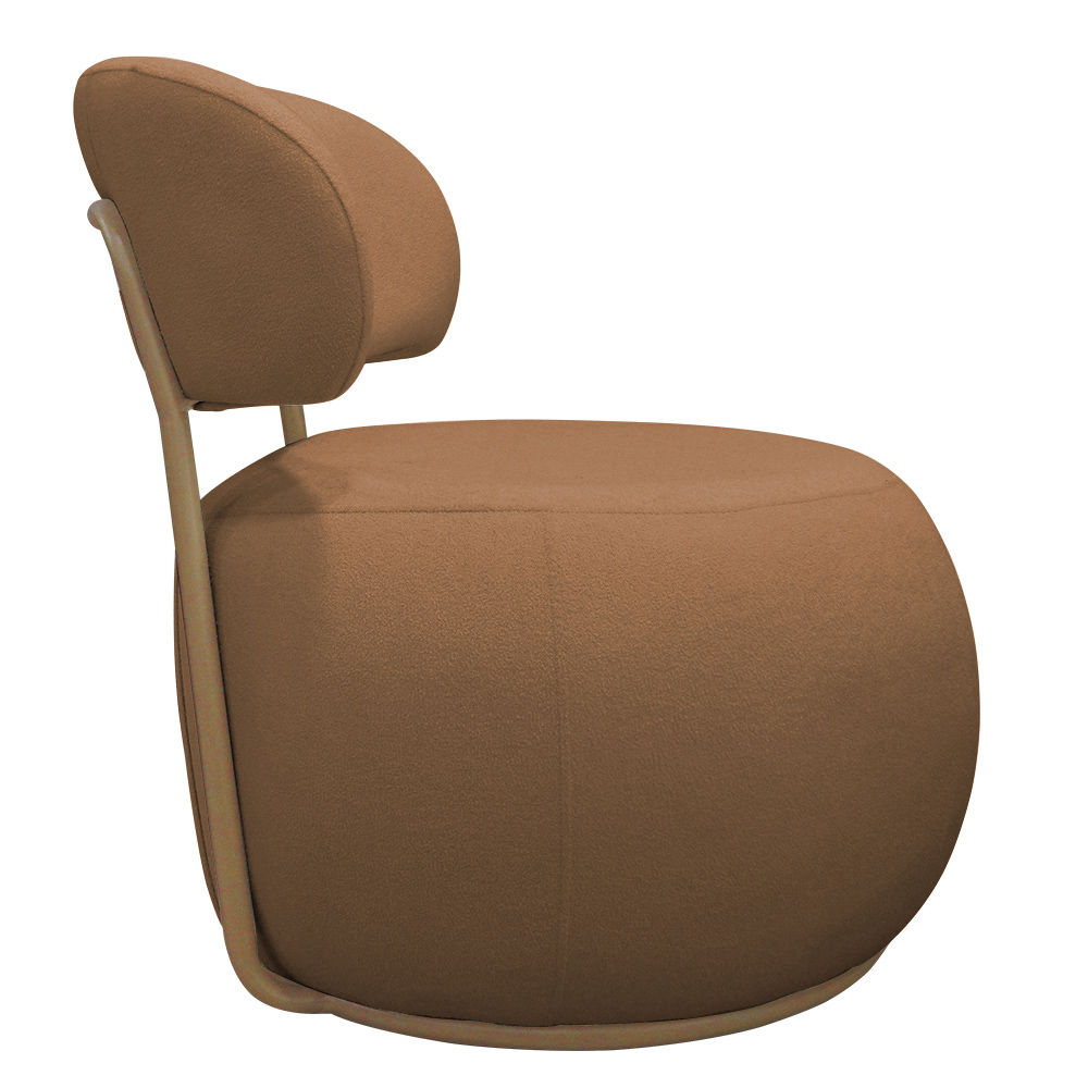 Poltrona Decorativa Greta Base Fixa Ouro Fosco Bouclé Terracota - Nexta Casa