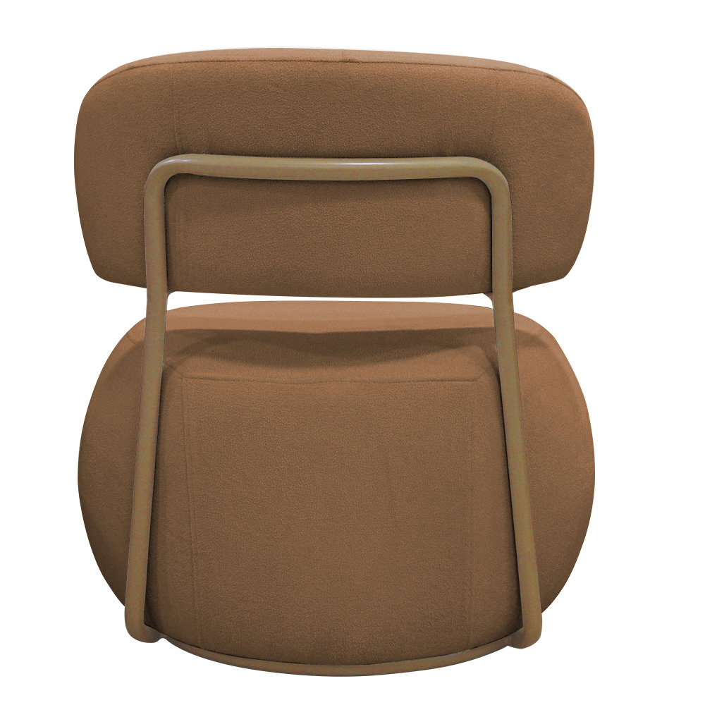 Poltrona Decorativa Greta Base Fixa Ouro Fosco Bouclé Terracota - Nexta Casa