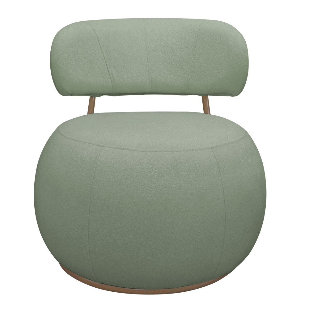 Poltrona Decorativa Greta Base Fixa Ouro Fosco Bouclé Verde Claro - Nexta Casa