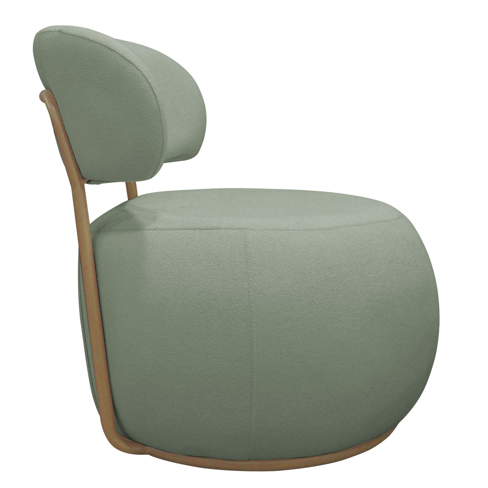 Poltrona Decorativa Greta Base Fixa Ouro Fosco Bouclé Verde Claro - Nexta Casa